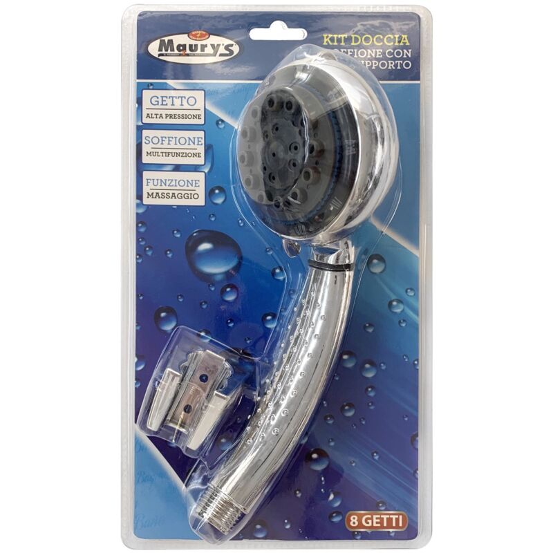 foto del prodotto kit doccia soffione con supporto 8 funzioni - maury's