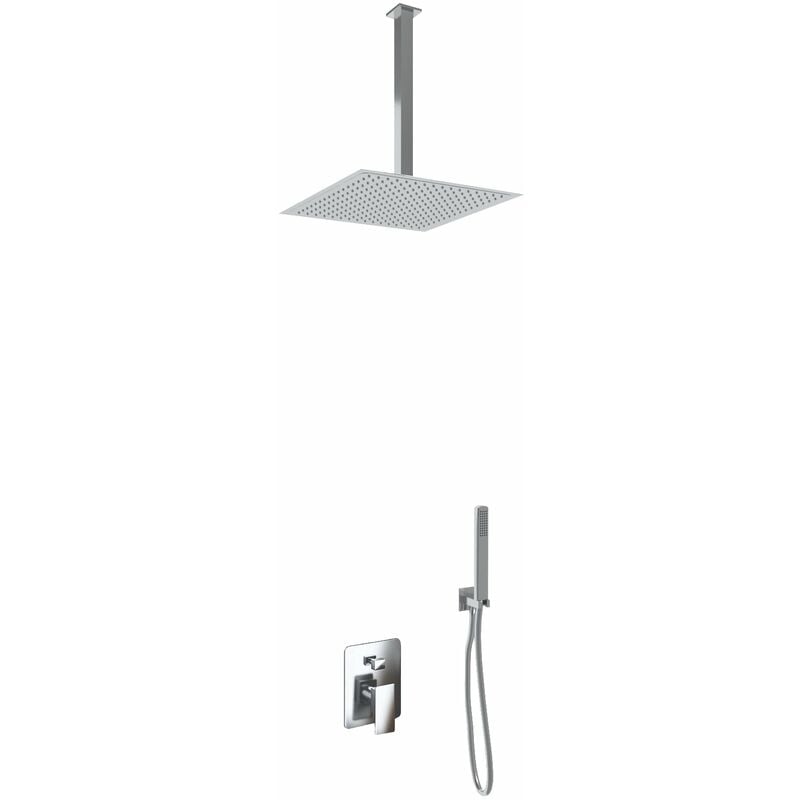 foto del prodotto kit doccia soffione doccino e miscelatore in acciaio inox 30x30 cm da soffitto square