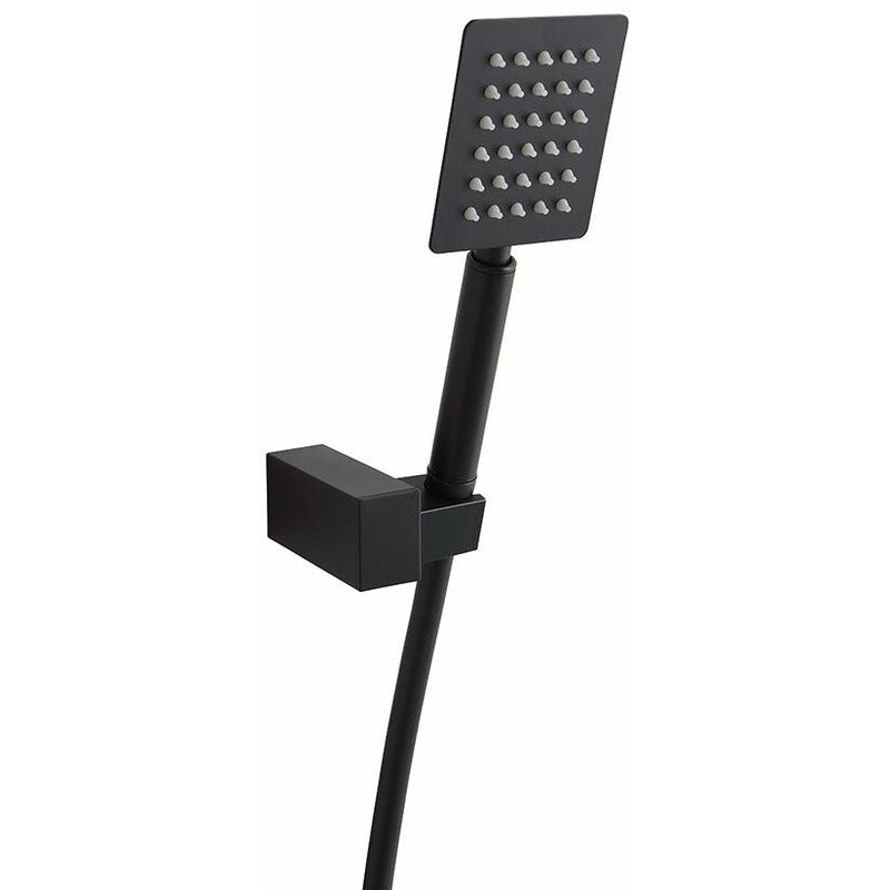 foto del prodotto kit doccia supporto e doccetta quadrato nero opaco