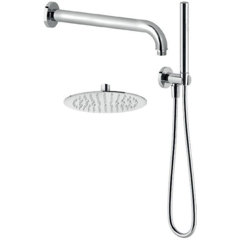 immagine 0 del prodotto kit doccia tondo con soffione 200, braccio doccia 285 mm, supporto doccia, presa d acqua e docccet codice prod bn kit c ki15 ponsi