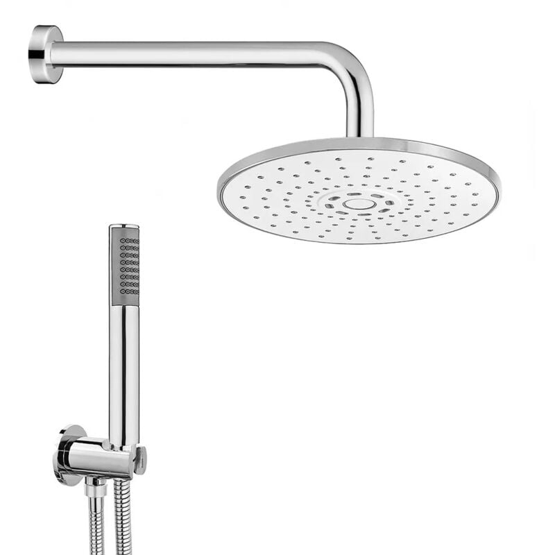 foto del prodotto kit doccia tondo cromo con set doccia soffione abs 22 cm braccio 40 cm