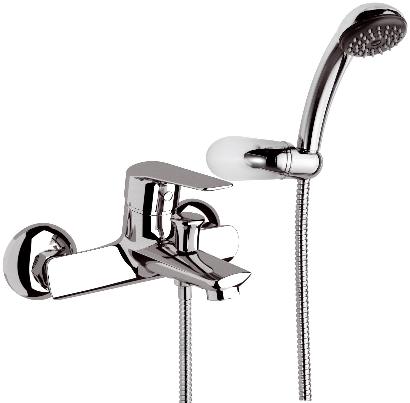 foto del prodotto kit doccino e miscelatore monocomando per vasca in ottone mariani essenza cromato