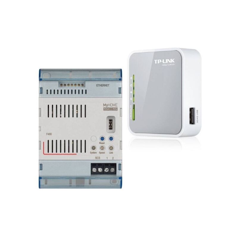 foto del prodotto kit domotico myhome con server f460 e router tp-link bticino f460kit