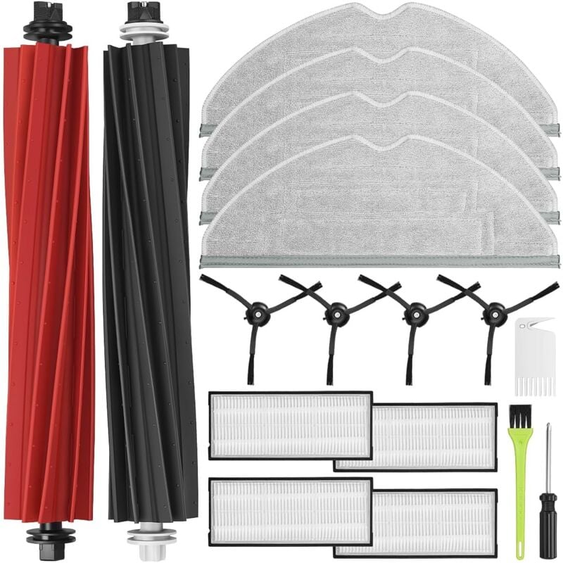 foto del prodotto kit e accessori compatibili con la serie roborock s8 pro ultra, pezzi di ricambio per roborock s8 s8 plus, 2 spazzole principali, 4 filtri, 4 mop e