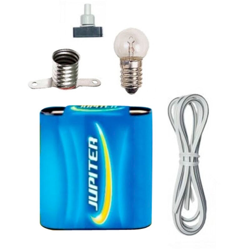 foto del prodotto kit elettrico scolastico (batteria, lampadina, portalampada, interruttore e cavo)