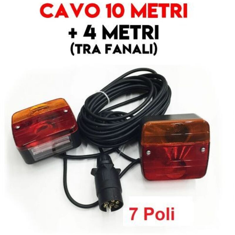foto del prodotto kit fanali posteriore per rimorchio carrelli roulotte trattore 10 + 4 mt 23965