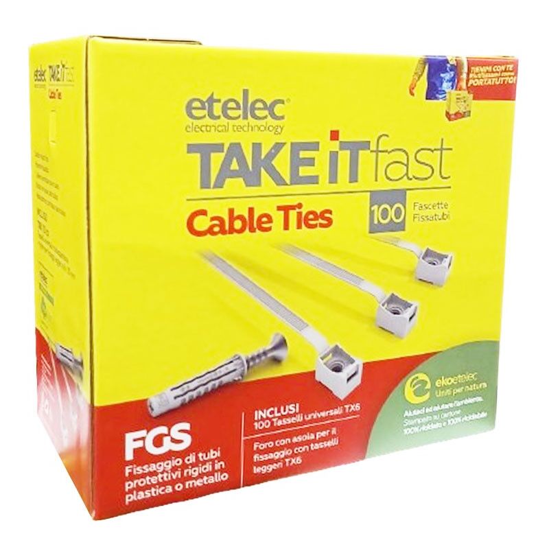 foto del prodotto kit fascette stringitubo etelec e con 100 tasselli tx6 kt1074
