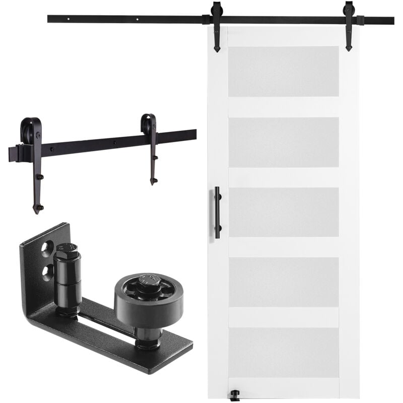 foto del prodotto kit ferramenta per porta della stalla 762 x 2133,6 mm set porta della stalla silenziosa, cancello scorrevole in legno vetro, guida a pavimento 8 in