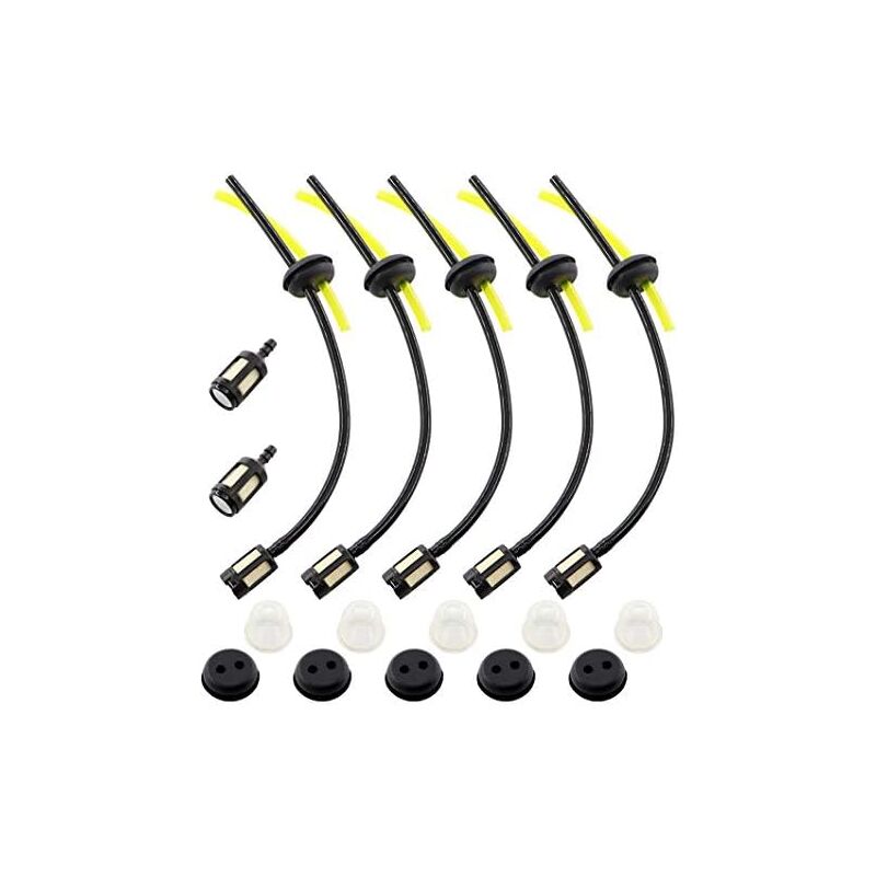 foto del prodotto kit filtro carburante universale 5x guarnizione di ricambio per tubo carburante per decespugliatore, tosaerba, motosega, tagliasiepi, potatore con