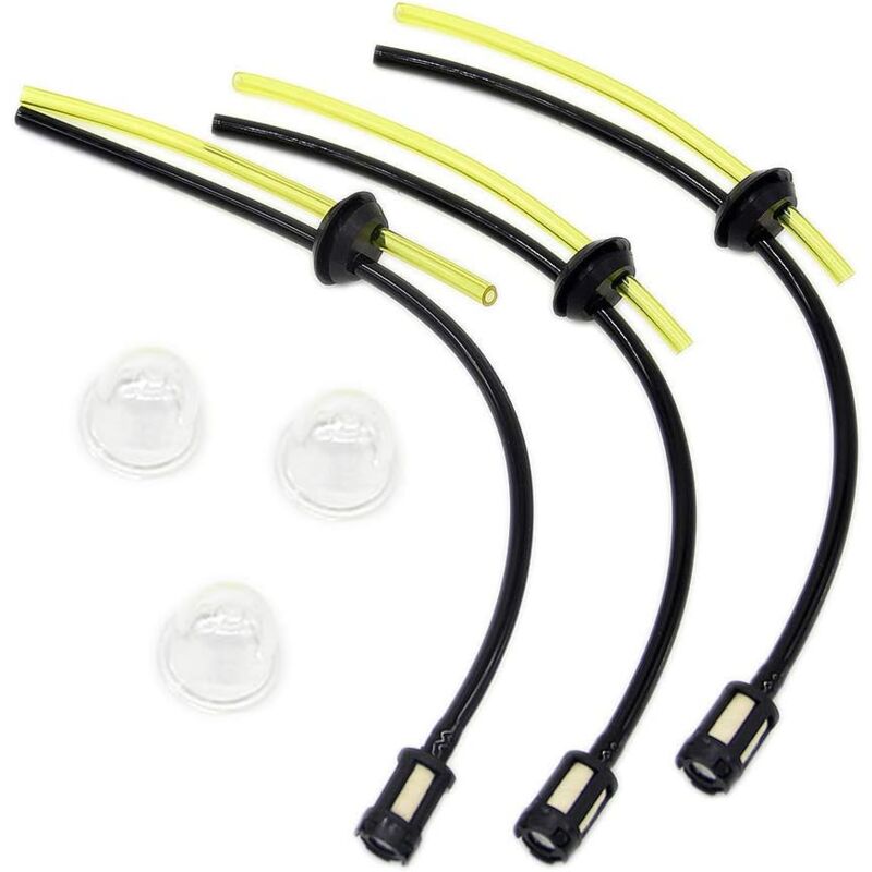 foto del prodotto kit filtro carburante universale, raccordo tubo carburante per decespugliatore, tagliasiepi, potatore, nero giallo sollbry