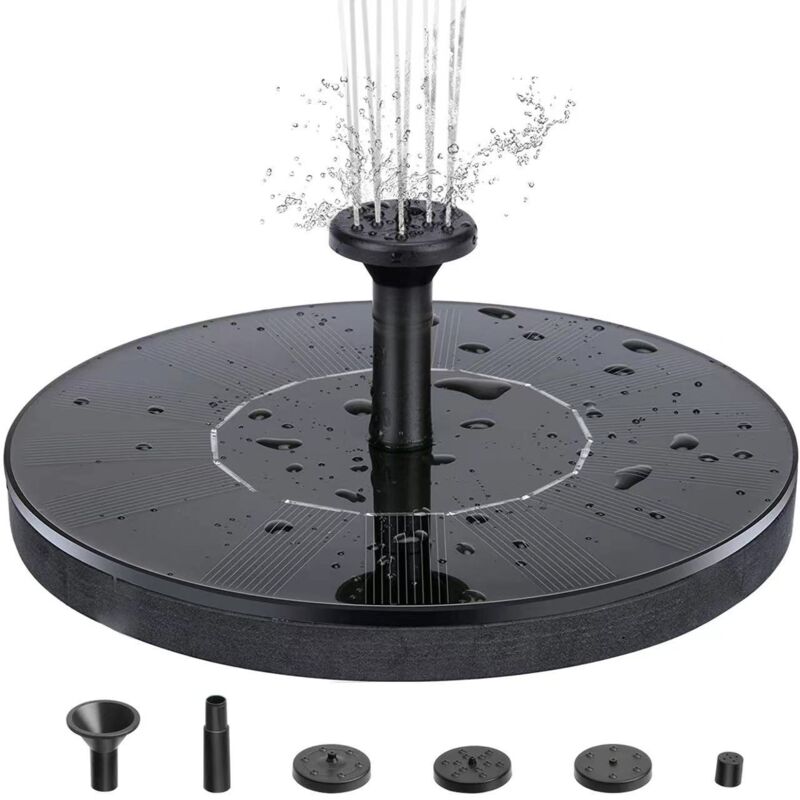 foto del prodotto kit fontana galleggiante solare da 3,8 w con 6 modalit di spruzzo, luce led rgb per vasca per uccelli da giardino, acquario, 800 mah