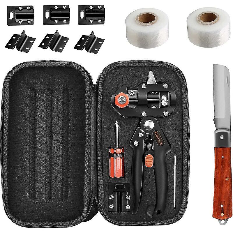 foto del prodotto kit forbici per innesto 2 in 1, innesto a v u, perfetto per l innesto di alberi da frutto, inclusi nastri per innesto, coltello per innesto e lame di