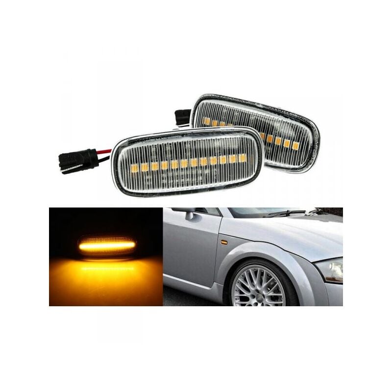 foto del prodotto kit freccia laterale a led side marker lente trasparente luce arancione per audi tt a2 8l a3 s3 b5 a4 s4 rs4 a6 s6 c5