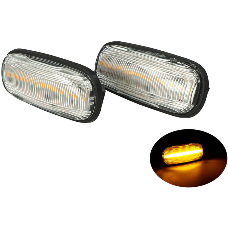 foto del prodotto kit freccia laterale a led side marker lente trasparente luce arancione per land rover discovery 2 freelander 1 oem xgb100310l