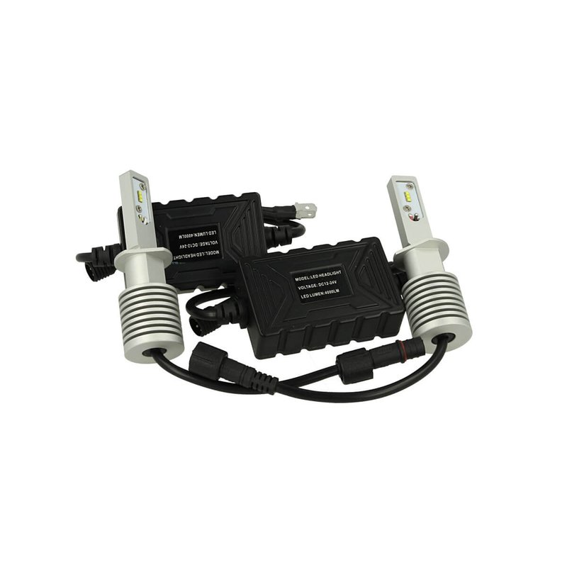 foto del prodotto kit full led canbus h1 30w slim 12v 24v dissipatore in alluminio 3000 lumens bianco ghiaccio