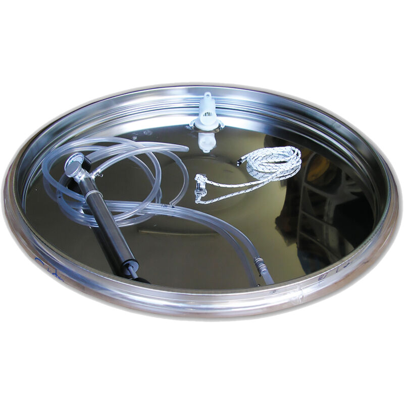 foto del prodotto kit galleggiante a camera d'aria con pompa in acciaio inox per botti fusti contenitori belvivere da 150 lt 480 mm accessori ricambi acciaio inox lt