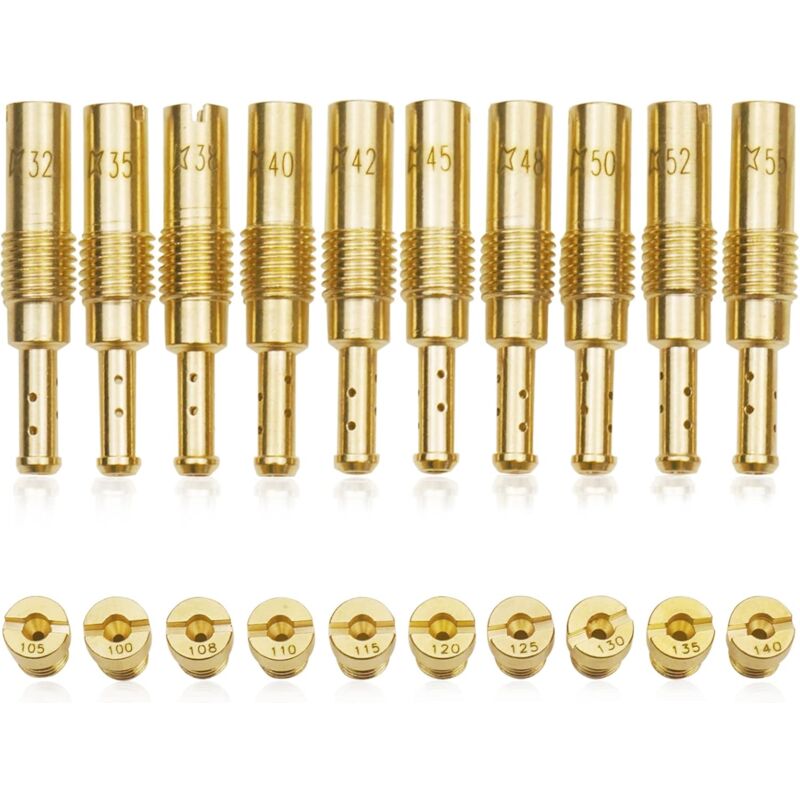 foto del prodotto kit getto principale carburatore da 20 pezzi per pwk keihin oko cvk pwm, inclusi 10 getti principali carburatore e 10 getti a bassa velocit ,