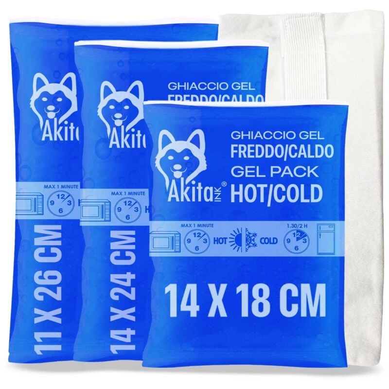 foto del prodotto kit ghiaccio gel riutilizzabile caldo freddo con sacca, made in italy 3 grandi