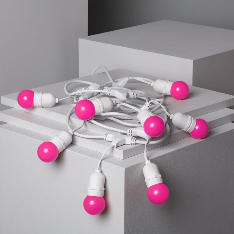 foto del prodotto kit ghirnalda waterproof 5.5m bianco 8 lampadine led e27 g45 3w a colori rosa