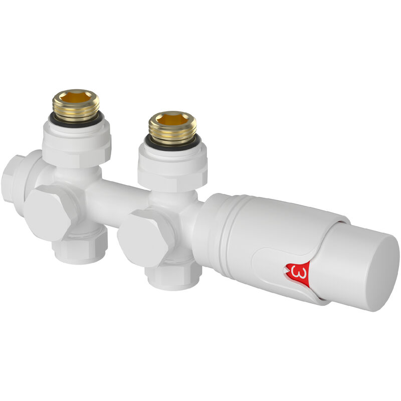 foto del prodotto kit gloppen valvole termostatiche multiblock per termoarredi bitubi bianco neu.haus 