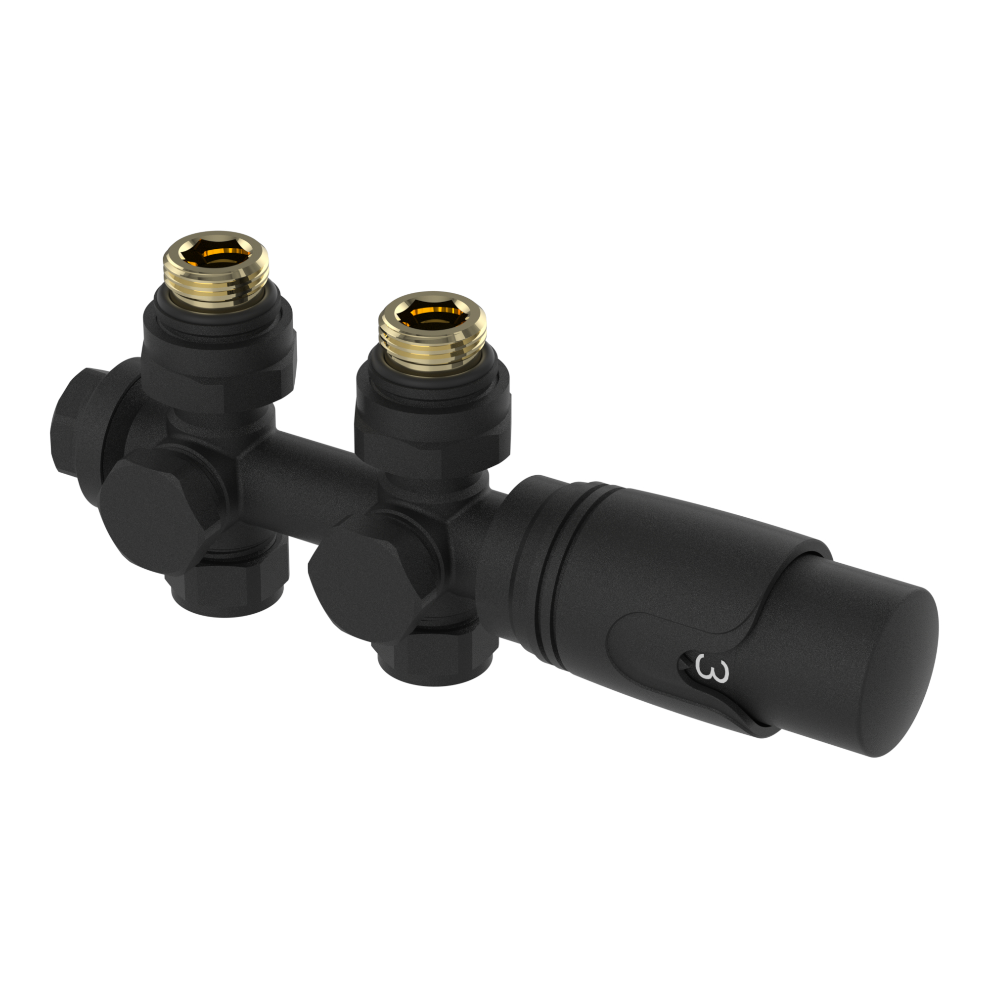 foto del prodotto kit gloppen valvole termostatiche multiblock per termoarredi bitubi nero neu.haus 