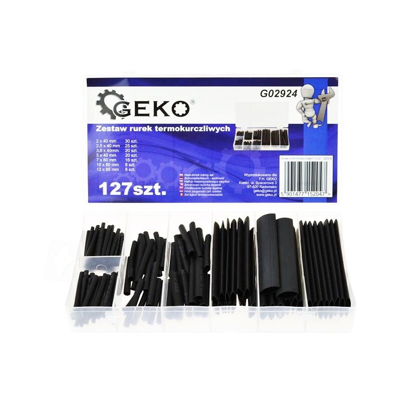 foto del prodotto kit guaine termorestringenti 127pz isolante tubo poliolefina geko g02924