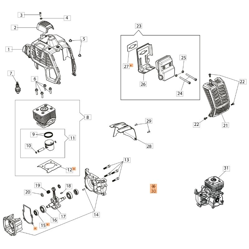 foto del prodotto kit guarnizioni originale oleomac decespugliatore bch250s potatore 61460024