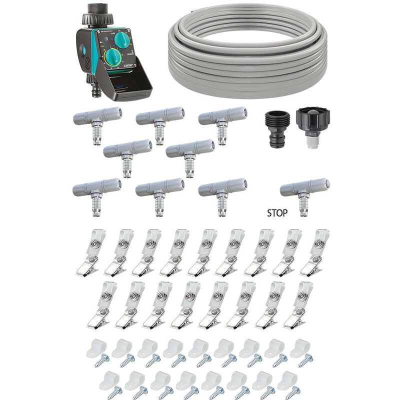 foto del prodotto kit happy fresh evolution 12 m con aquauno mist, kit di raffrescamento per giardino claber