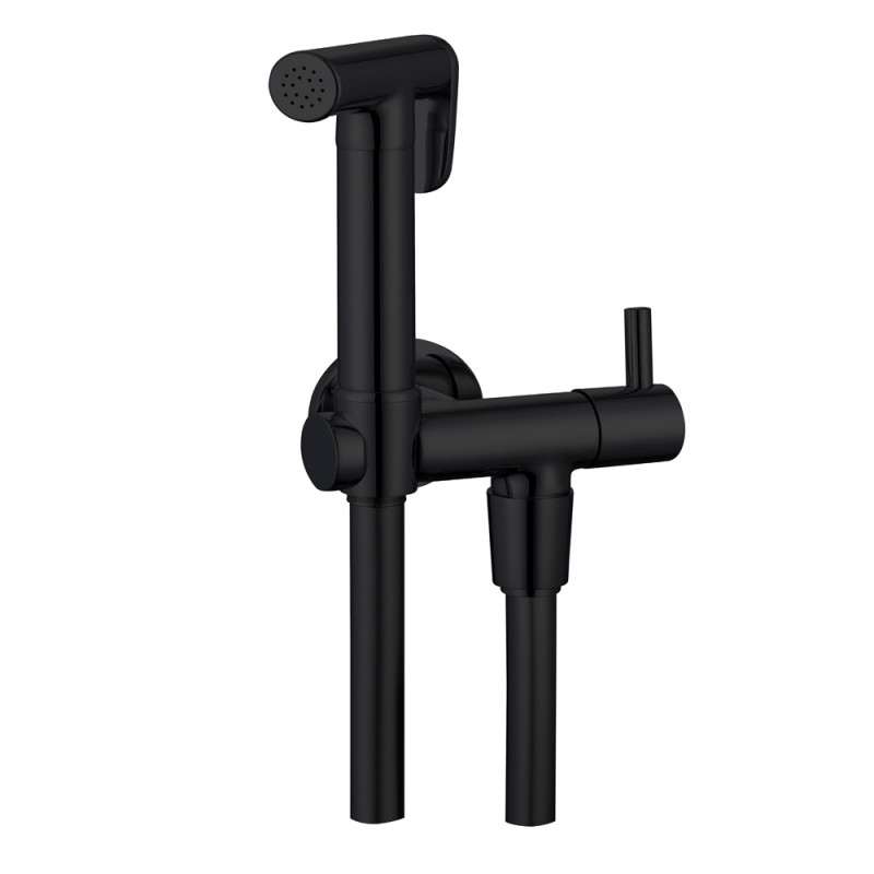 foto del prodotto kit idroscopino nero tondo doccetta per wc portatile shut-off monogetto con leva