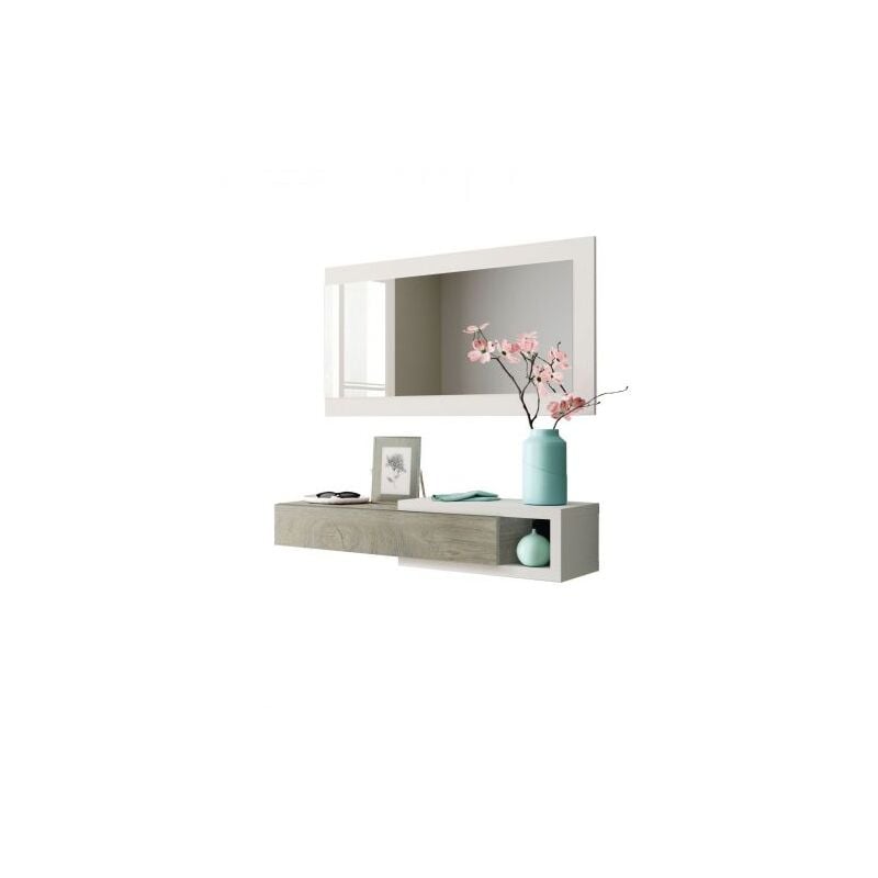 foto del prodotto kit ingresso 1 cassetto specchio noon bianco quercia