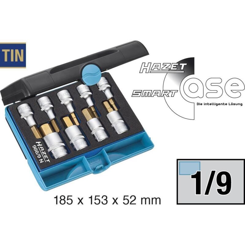 foto del prodotto kit inserti a bussola 1 2 12.5 mm 9 parti 986 9n hazet
