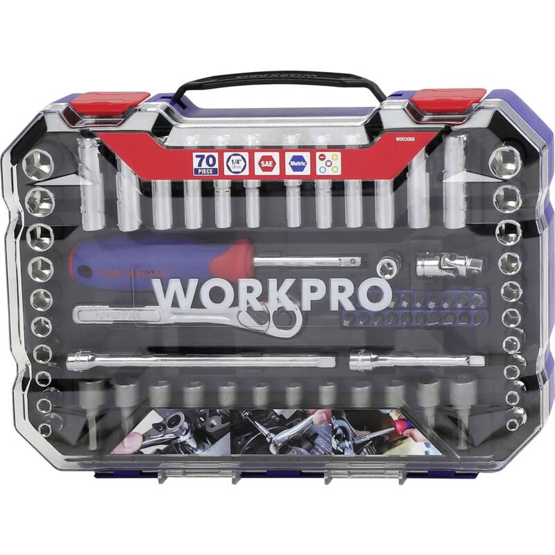 foto del prodotto kit inserti per cacciaviti 70 parti wp202522 workpro