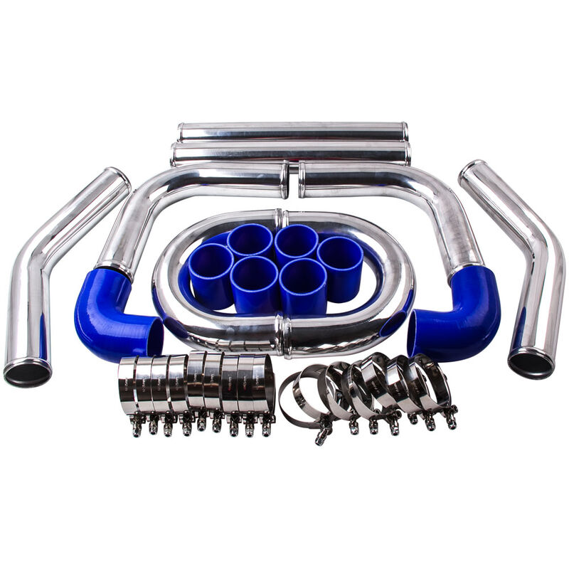foto del prodotto kit intercooler universale 2.5 kit tubi intercooler montaggio tubi tubazioni 64mm 6061 aluminum universale intercooler turbo piping hose pipe kit