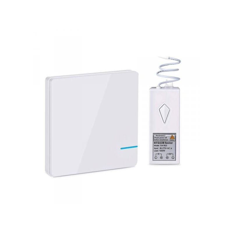 foto del prodotto kit interruttore da parete ricevitore wireless wifi 220v compatibile con amazon alexa google home installazione luci senza cavi elettrici senza