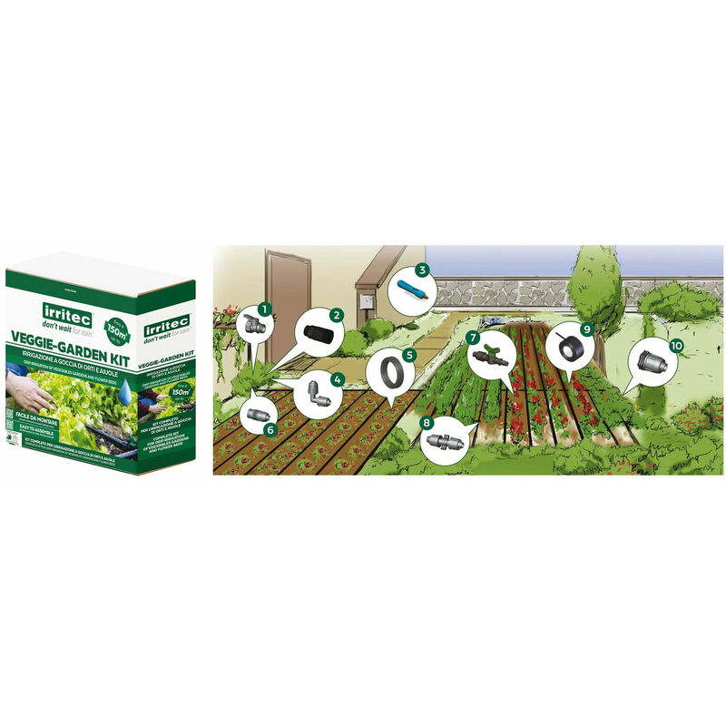 foto del prodotto kit irrigazione a goccia da giardino e orto veggie garden irritec