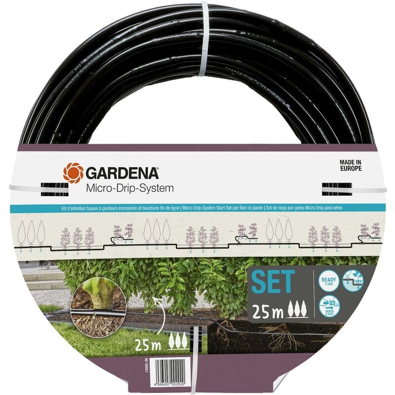 foto del prodotto kit irrigazione a goccia set completo con tubo gocciolante 25 m micro drip system 13502 26 gardena