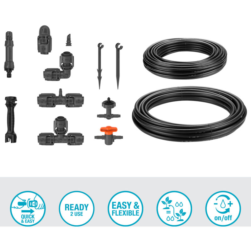 foto del prodotto kit irrigazione a goccia set completo per irrigare fino a 35 piante delicate micro drip system 13455 20 gardena