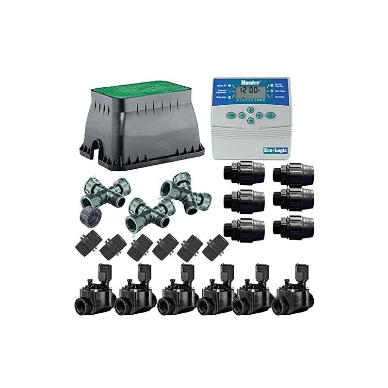 foto del prodotto kit irrigazione automatica 6 zone per irrigazione elettrica. set timer elettrovalvole accessori per l installazione
