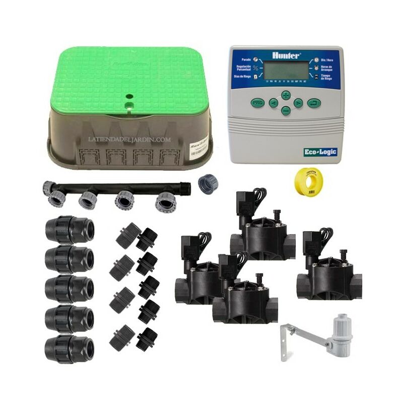 foto del prodotto kit irrigazione automatica professionale hunter rain bird a 4 zone 24v per tubo da 25mm