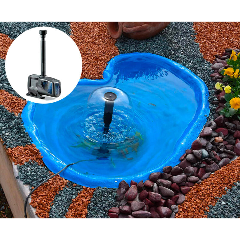 foto del prodotto kit laghetto artificiale pompa filtro da giardino 110x78x28 cm in polietilene 90 litri azzurro