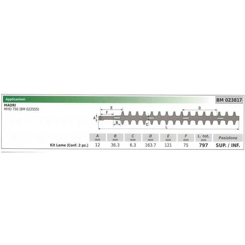 foto del prodotto kit lama superiore / inferiore maori tagliasiepe mhd 750 023817