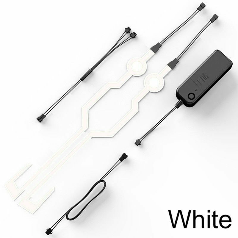 foto del prodotto kit led adesivo per casco da motociclista in stile tron a 6 colori con batteria colore bianco