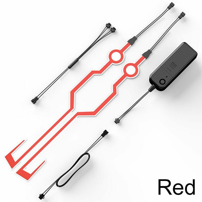 foto del prodotto kit led adesivo per casco da motociclista in stile tron a 6 colori con batteria colore rosso
