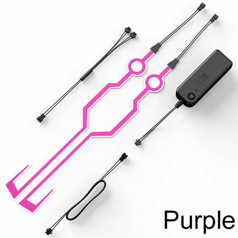 foto del prodotto kit led adesivo per casco da motociclista in stile tron a 6 colori con batteria colore viola