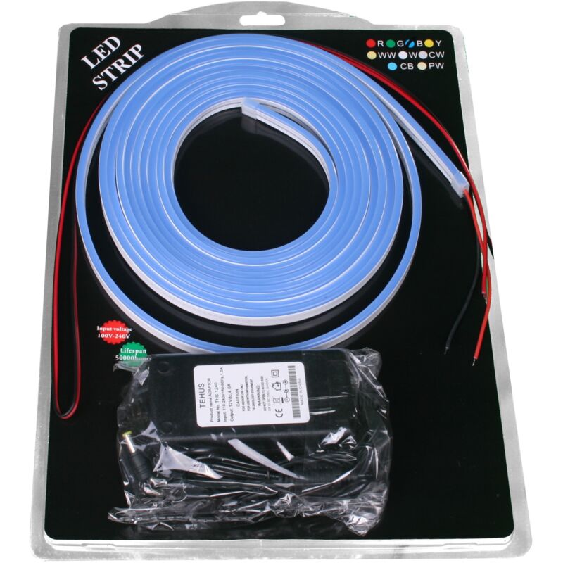 foto del prodotto kit led flessibile 12v blu con trasformatore kit led flessibile 12v jandei