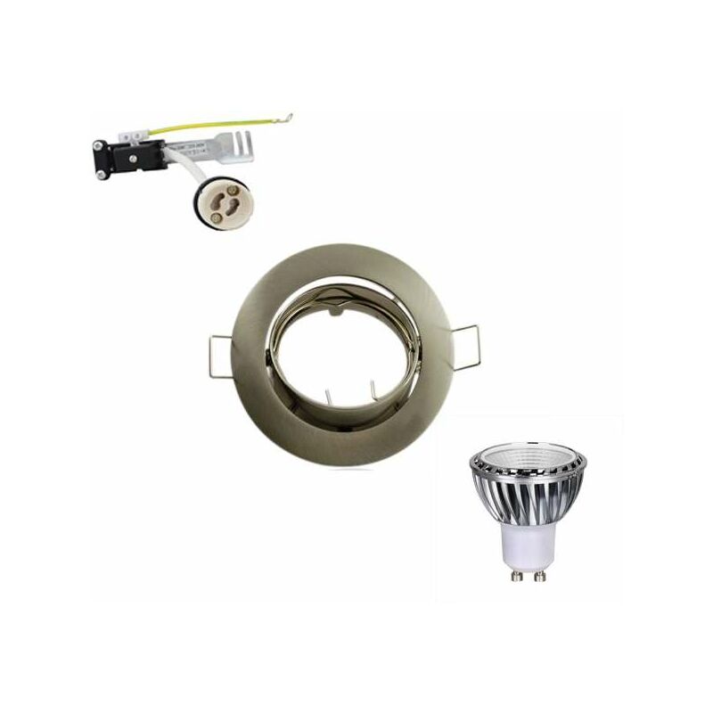 foto del prodotto kit led gu10 cob 5w 50w bianco giorno 6000k orientale spazzolato