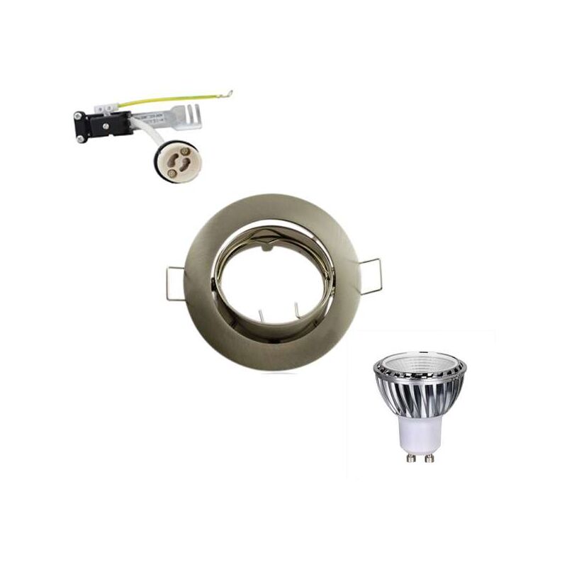foto del prodotto kit led gu10 cob 5w 50w bianco neutro 4100k orientale spazzolato