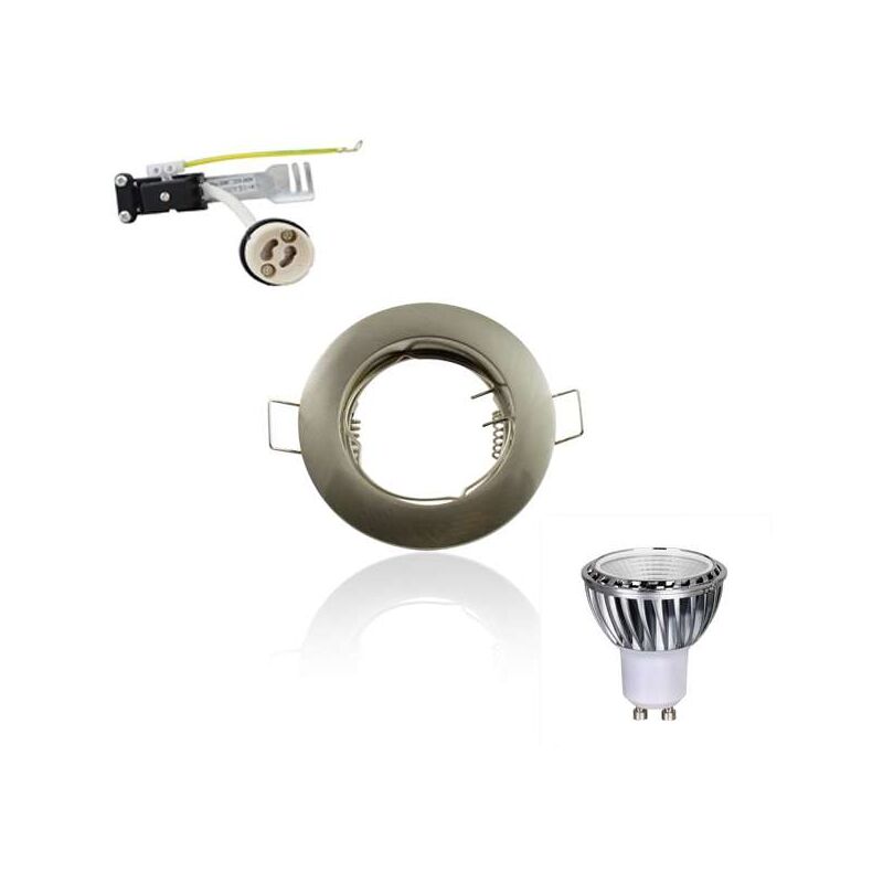 foto del prodotto kit led gu10 cob 5w dimmerabile 50w day bianco 6000k alluminio fisso