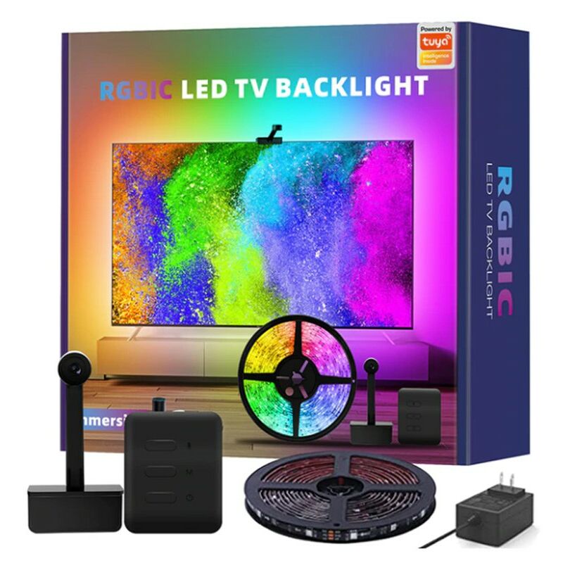 foto del prodotto kit led tv backlight smart rgbic con camera tuya