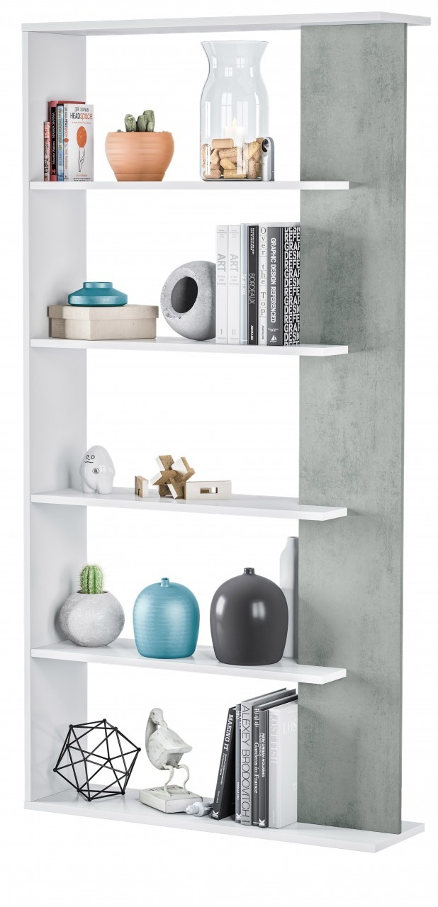 foto del prodotto kit libreria alida 90x25x180 bianco cemento
